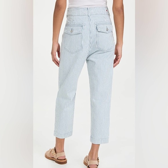 Sundry High Rise Blue & White Striped Crop Denim Jeans Size 30 - Picture 3 of 8